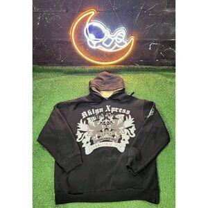 Vintage Brooklyn Xpress Heavyweight Black Graphic‎ Print Hoodie Sweatshirt Sz XL